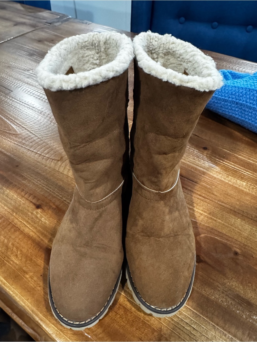 Source Unknown Brown Suede Shearling-Lined Winter Boots